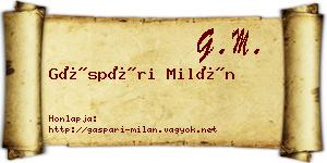 Gáspári Milán névjegykártya